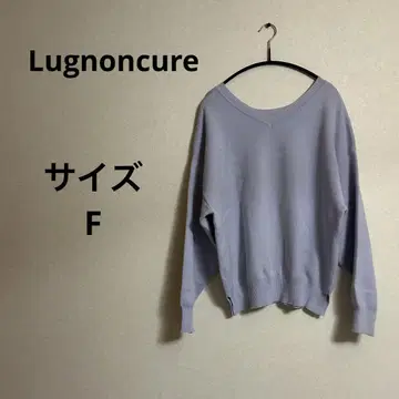 Lugnoncure 연보라색 V넥 긴팔 니트 얇은 소재 튜닉 롱T