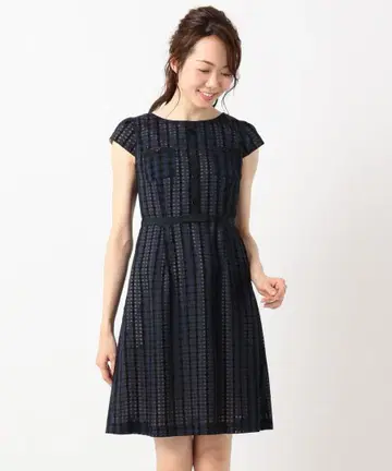 세탁 가능! ARABESQUE 드레스 깅엄 체크 원피스 네이비