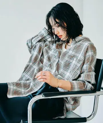 렙심 LEPSIM 체크 셔츠 베이지 미사용 새상품 택 포함