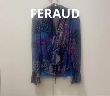 새상품급 FERAUD 실크 블라우스 패턴 블라우스 피에르 가르뎅
