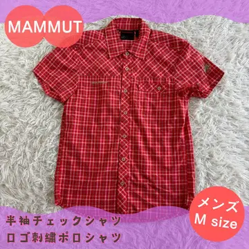 MAMMUT 마무트 로고 자수 반팔 체크 셔츠 레드 M/남성용