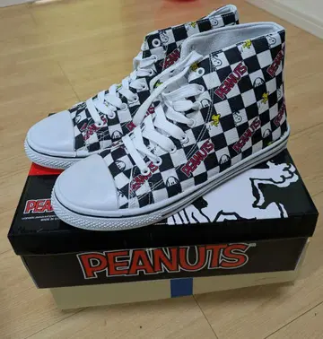 peanuts 스누피 하이컷 스니커즈 체크 무늬 27cm
