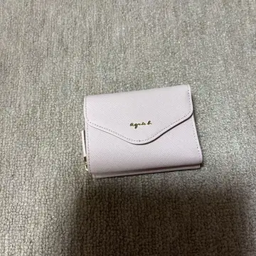 핑크 3단 폴더형 지갑 합성 피혁