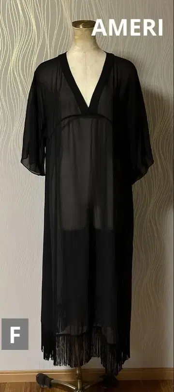 AMERI 아메리 시어 프린지 롱 원피스