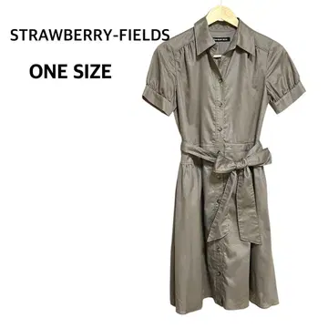 STRAWBERRY-FIELDS 반팔 셔츠 원피스 카키