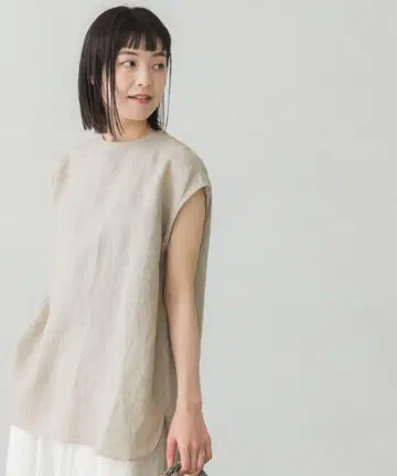 카구레 린넨 크루넥 프렌치 슬리브 새상품급
