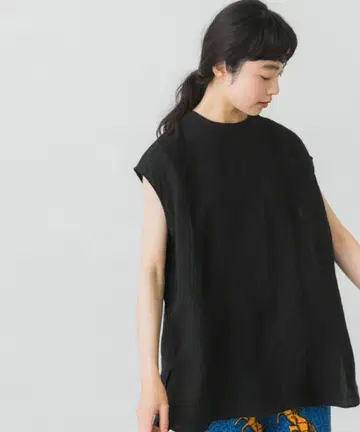 카구레 린넨 크루넥 프렌치 슬리브 새상품급