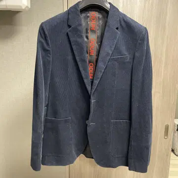 HUGO 네이비 코듀로이 테일러드 자켓