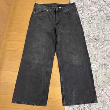 H&M 배기 와이드 데님 팬츠 블랙