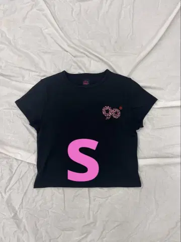 90 Logo Girl Cropped Tee 블랙 핑크 레오파드