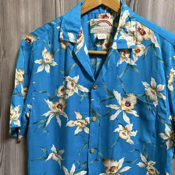 l10 PARADISE FOUND 산뜻한 꽃무늬 오픈 카라 알로하 셔츠