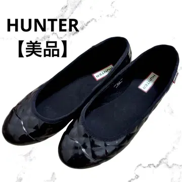 HUNTER 헌터 플랫 슈즈 블랙 러버