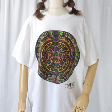 used M 상당 REEF 멕시코 칸쿤 코스멜 마야 달력 반팔 티셔츠