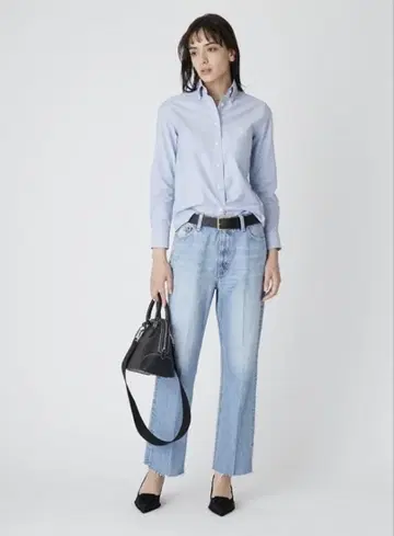 미라 오웬 센터 컷 슬릿 스트레이트 데님