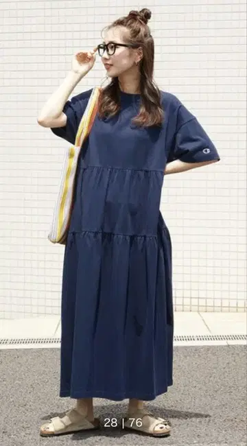 FREAKS STORE 챔피온 절개 반팔 원피스