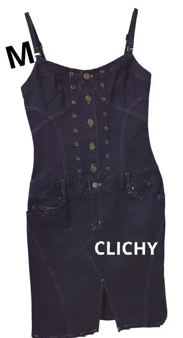 CLYSHY 크리스티 블랙 데님 잔스카