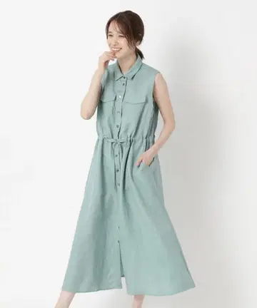레이온 혼방 린넨 셔츠 원피스 intellection