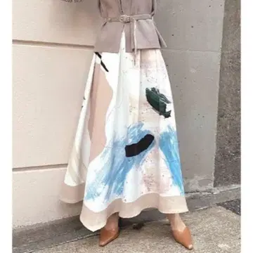 ameri vintage 페인팅 스커트 롱 스커트