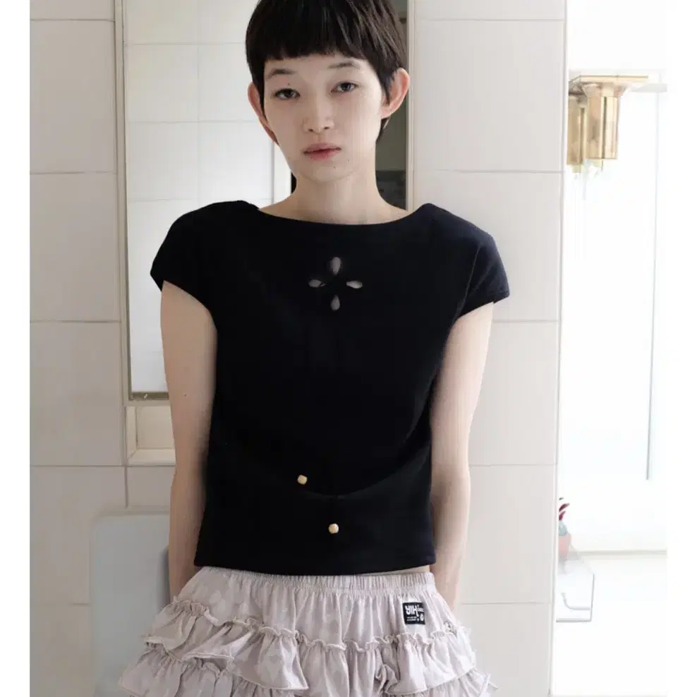 ＊韓国＊［YIN AND YANG IN HARMONY］Clover dress black Innyangin Harmony Clover Top Black #인앤양인하모니 on