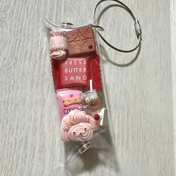 가챠 파우치 프레스 버터 샌드 쿠키 카페 라떼 핑크