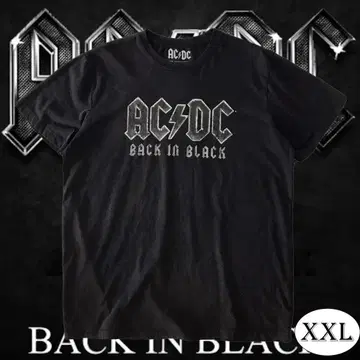 AC/DC 'BACK IN BLACK' 빈티지풍 프린트 티셔츠 2XL