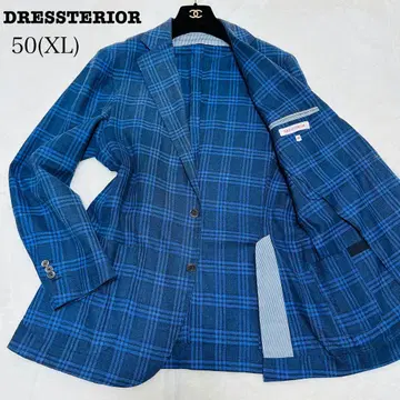 DRESSTERIOR 체크 무늬 테일러드 자켓 50(XL) 네이비