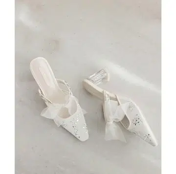 RANDA 2WAY 시어 뮬 펌프스 IVORY