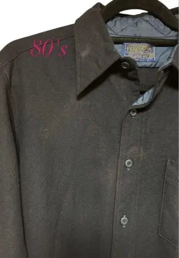 80's PENDLETON 네이비 단색 울 셔츠
