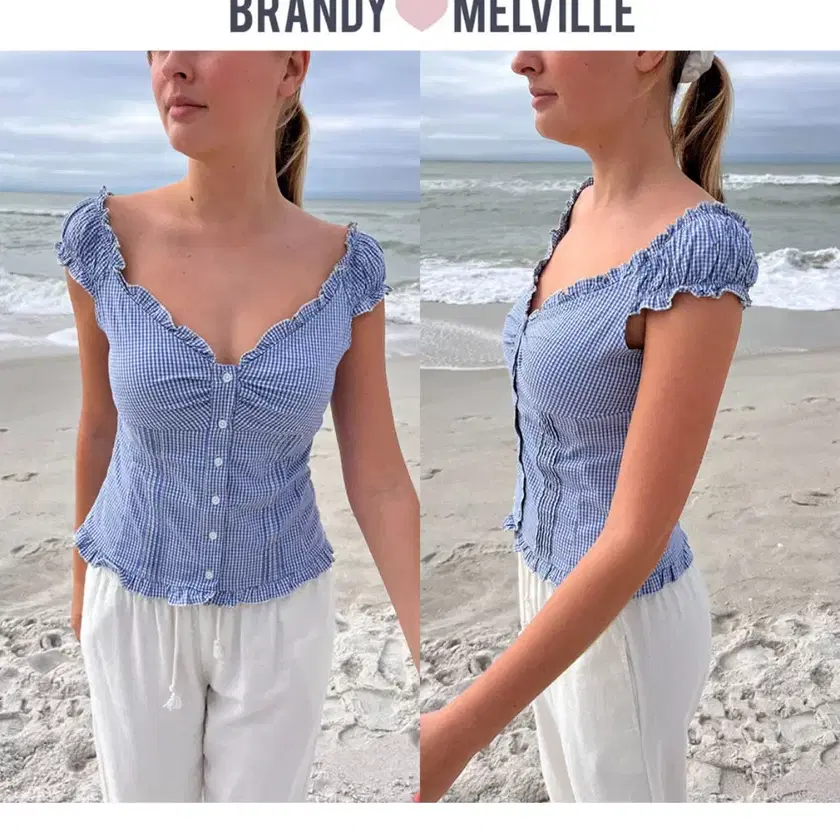 Brandy Melville Elena Blouse Blue on Bunjang Global