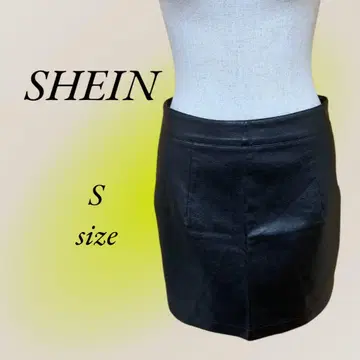 SHEIN 쉬인 미니 스커트 가죽 느낌 올 지퍼 블랙 S 사이즈