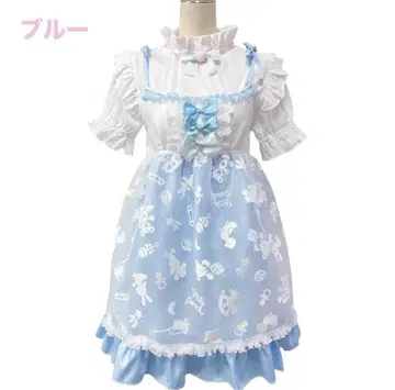 NILE PERCH 스카이블루 어깨 리본 원피스