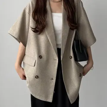 린넨 백 슬릿 오버 사이즈 셔츠 자켓
