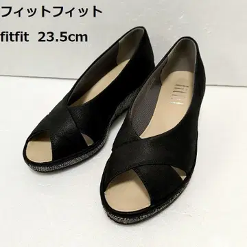 새상품급 핏핏 펌프스 웨지솔 오픈토 23.5cm 블랙