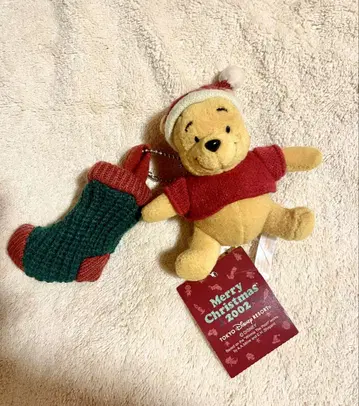 Pooh 씨 곰돌이 푸 2002년 크리스마스 봉제 인형 배지 미사용