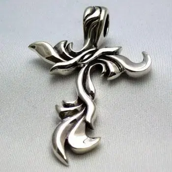 실버 플로럴 크로스 펜던트