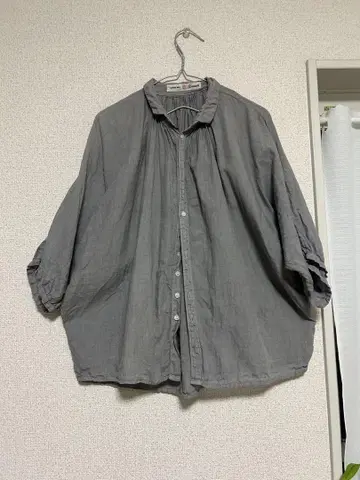 도밍고 린넨 100% Brocante 그레이 반소매 셔츠 M