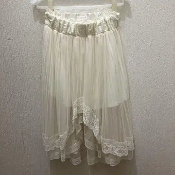 아이보리 쉬폰 플레어 스커트 레이스 장식