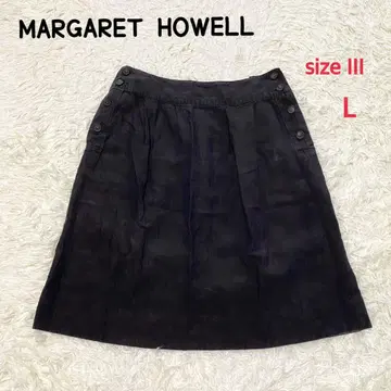일본제 마가렛 호웰 린넨 100% 무릎 기장 플레어 스커트 [L]