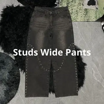 Studs Wide Pants 스터드 와이드 데님 배기 y2k 한국