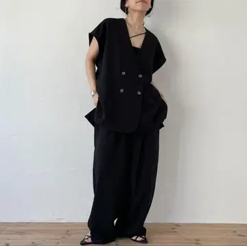 wee9s [2개 세트] 매니쉬 조끼 세트 블랙