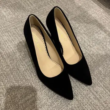 블랙 스웨이드 스틸레토 하이힐 블랙 펌프스 23cm 36인치