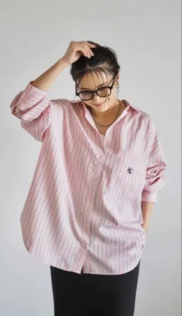 ANIECA 스트라이프 포켓 셔츠