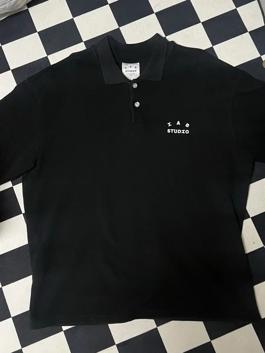 [L] IAB Studio Cropped Pique Shirt Black - The Hyundai Seoul Limited Edition