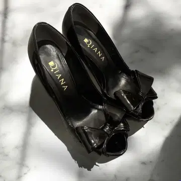 DIANA 블랙 오픈토 하이힐 다이애나 블랙 펌프스 24.5cm