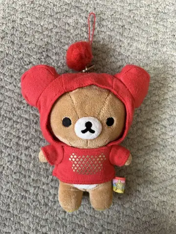 리락쿠마 매달린 봉제 인형 빨간색