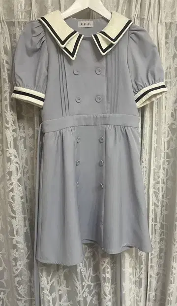 세일러 카라 반팔 미니 원피스 그레이