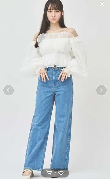 Lee 라이트 블루 와이드 레그 데님 팬츠