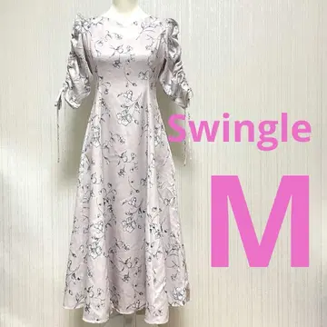 swingle 스윙글 개더 소매 플라워 원피스 꽃무늬 M
