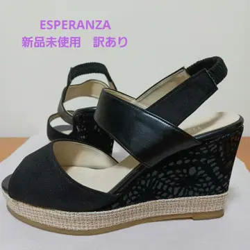 ESPERANZA 블랙 웨지 샌들 L