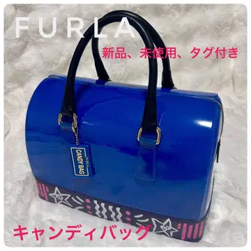 택 포함 레어 FURLA 블루 캔디 백 핸드백